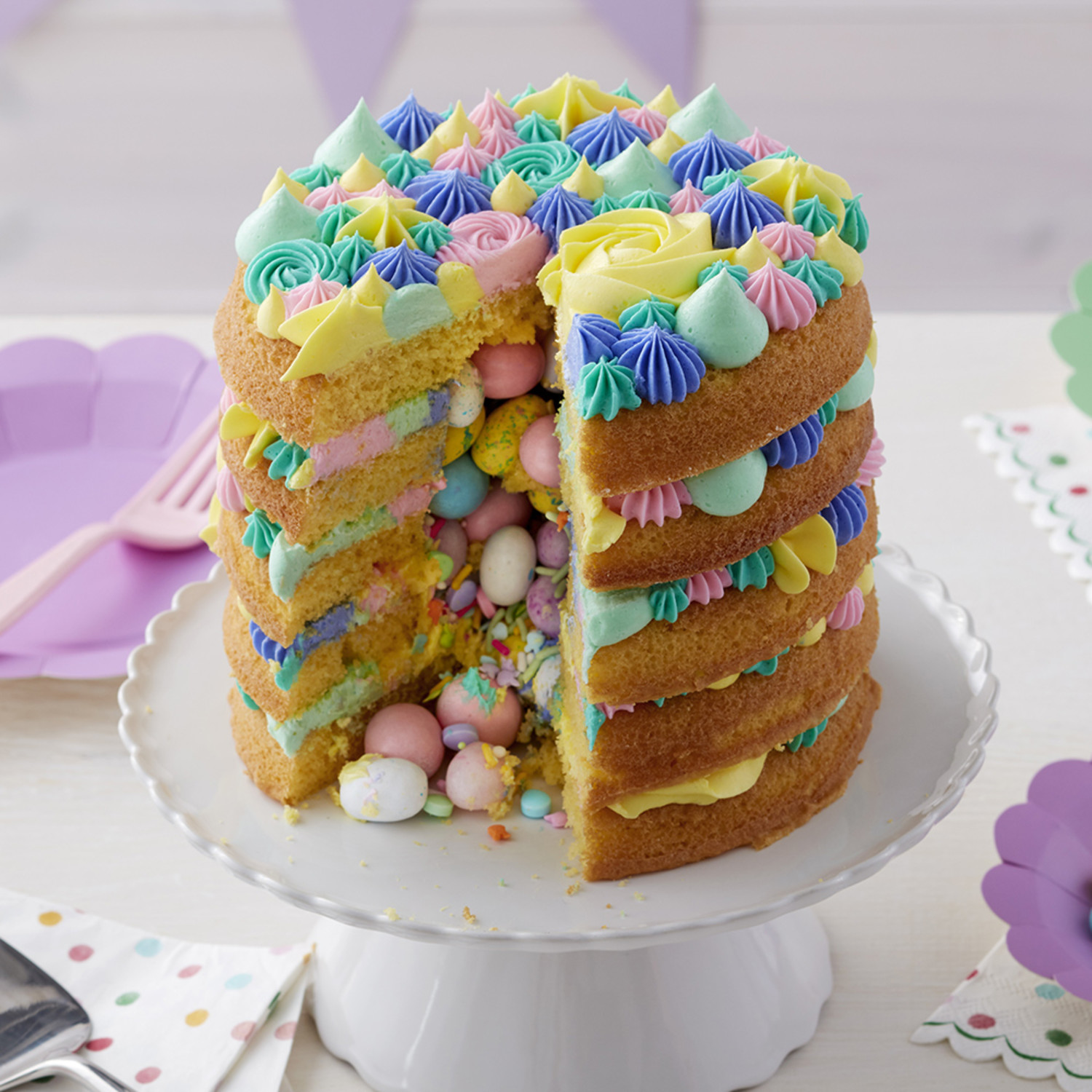 DIY Rainbow Surprise Cake - Jenny Cookies